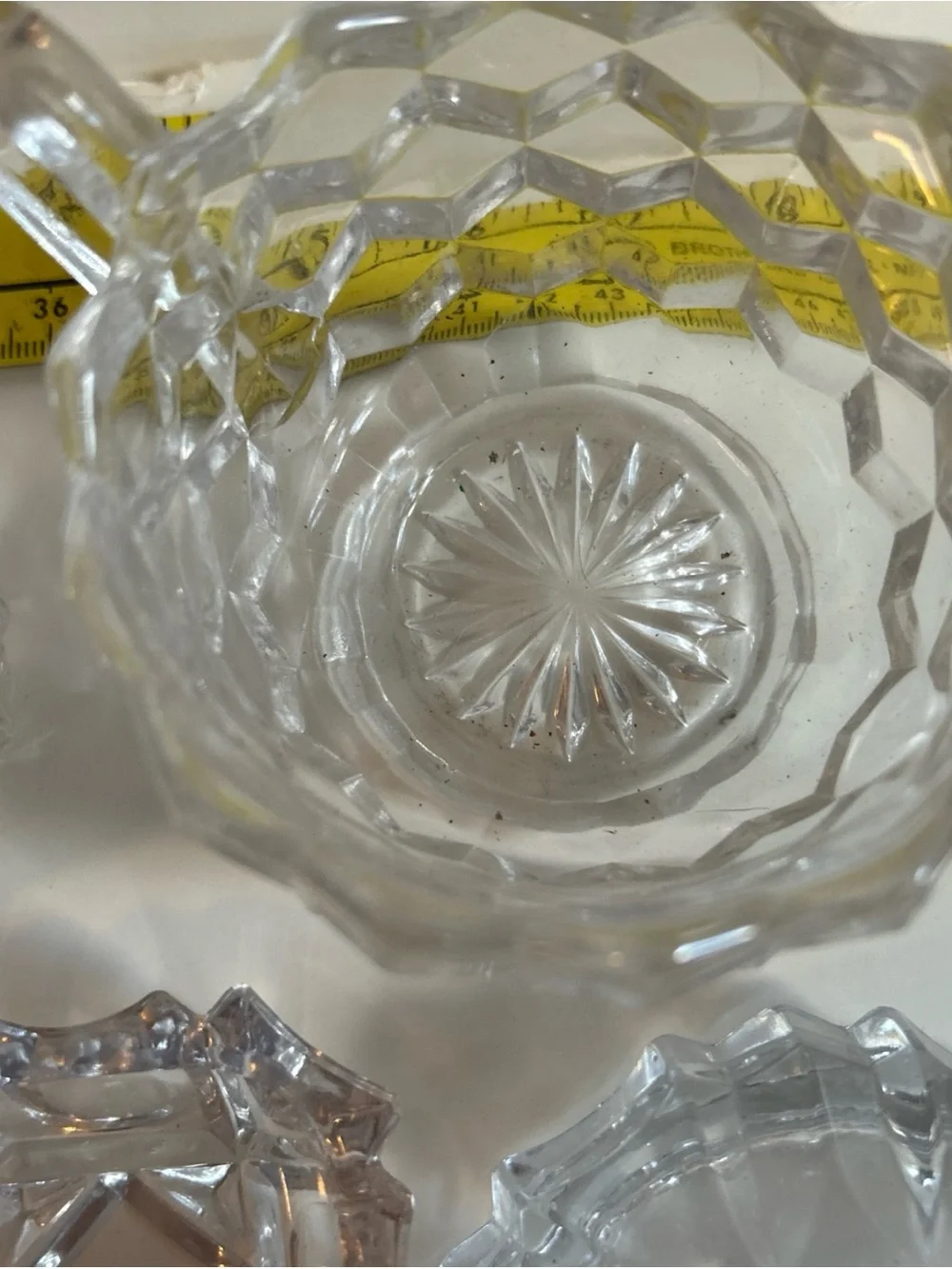 American Brilliant Elegant Cut Glass Creamer, Sugar bowl with Lid, and Tray